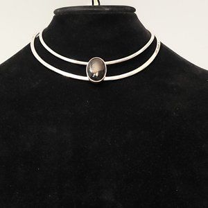 RARE VINTAGE WEDOW BLACK ONYX STERLING SILVER CHOKER IN NEAR MINT CONDITION